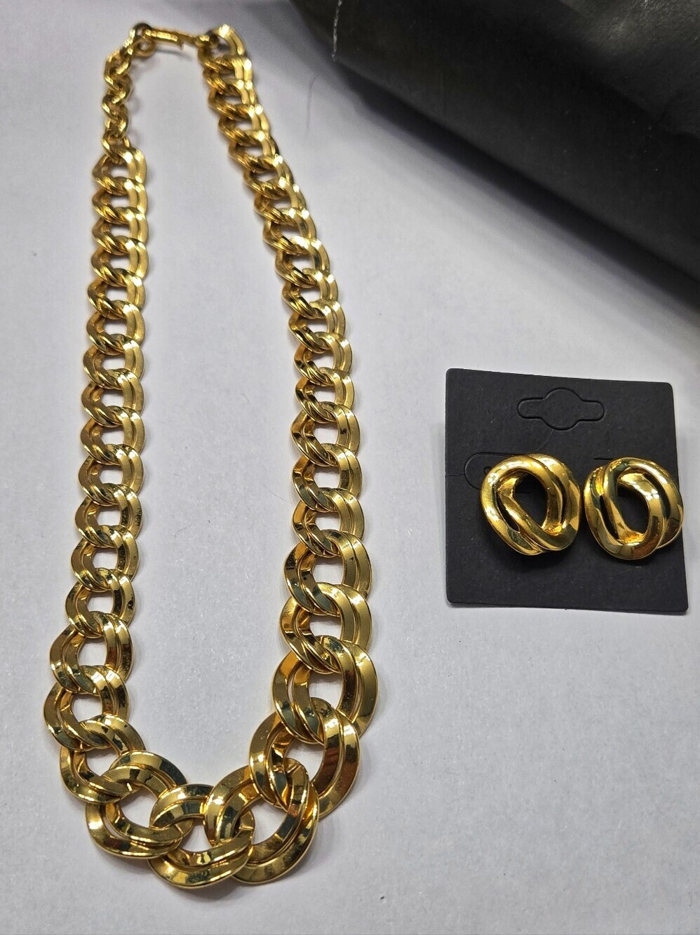 Monet Vintage Gold-Tone Chunky Chain Necklace & Stud Earring Set - Picture 9 of 14